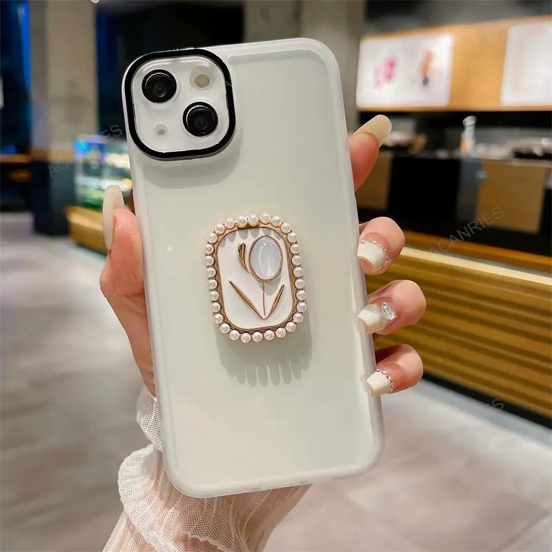 Pour Iphone 14 Pro Max 15 Plus 13 12 11 XS XR X SE 8 7 support tulipe coque souple en silicone transparent Iphone14 housse de support_voghion.com