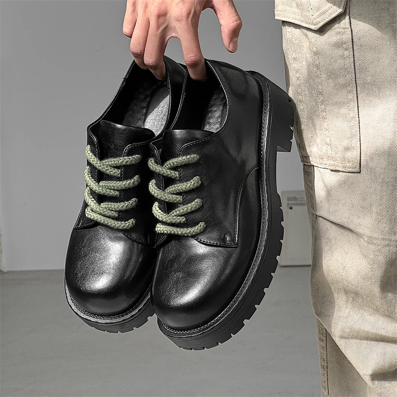 Men's Leather Casual Shoes Thick Soled Fashion Designer Style_voghion.com