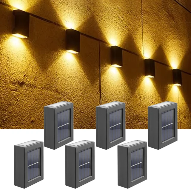 1-6 pièces solaire haut et bas spots extérieur rue applique murale lampe solaire alimenté lumière du soleil étanche lampe solaire décor de jardin 1