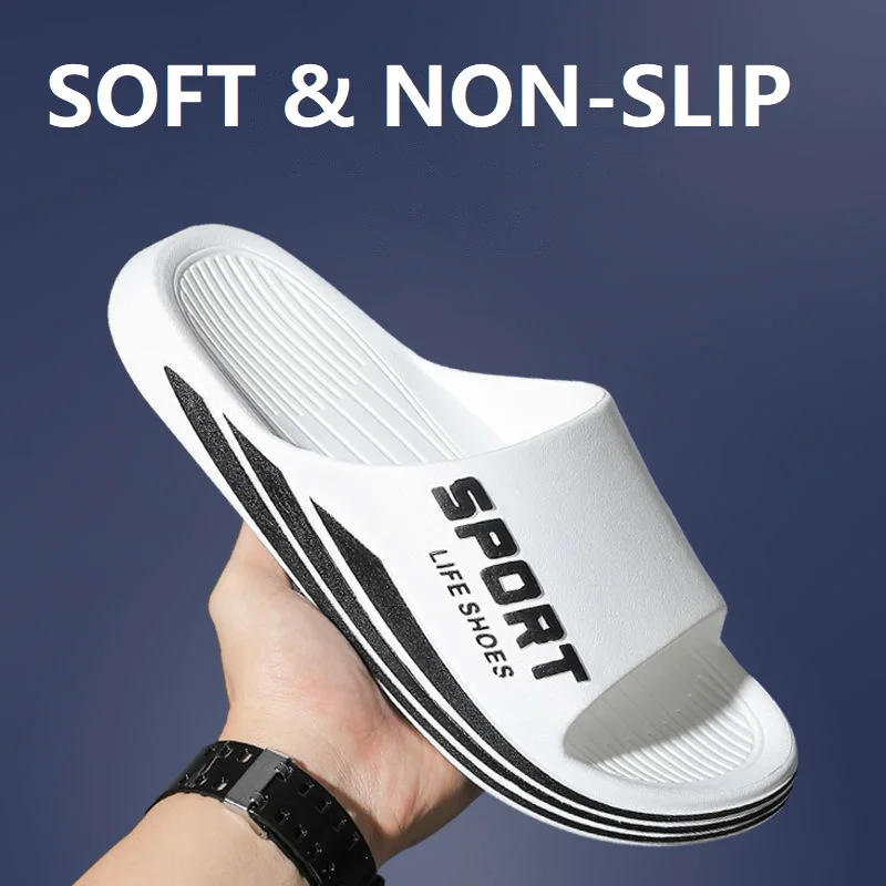 

METASCH Men's Slippers Fashion Bath Soft Home Antiskid Thick Bottom Non-slip Outdoor Bathroom Cool Slippers Men Women Shoes
