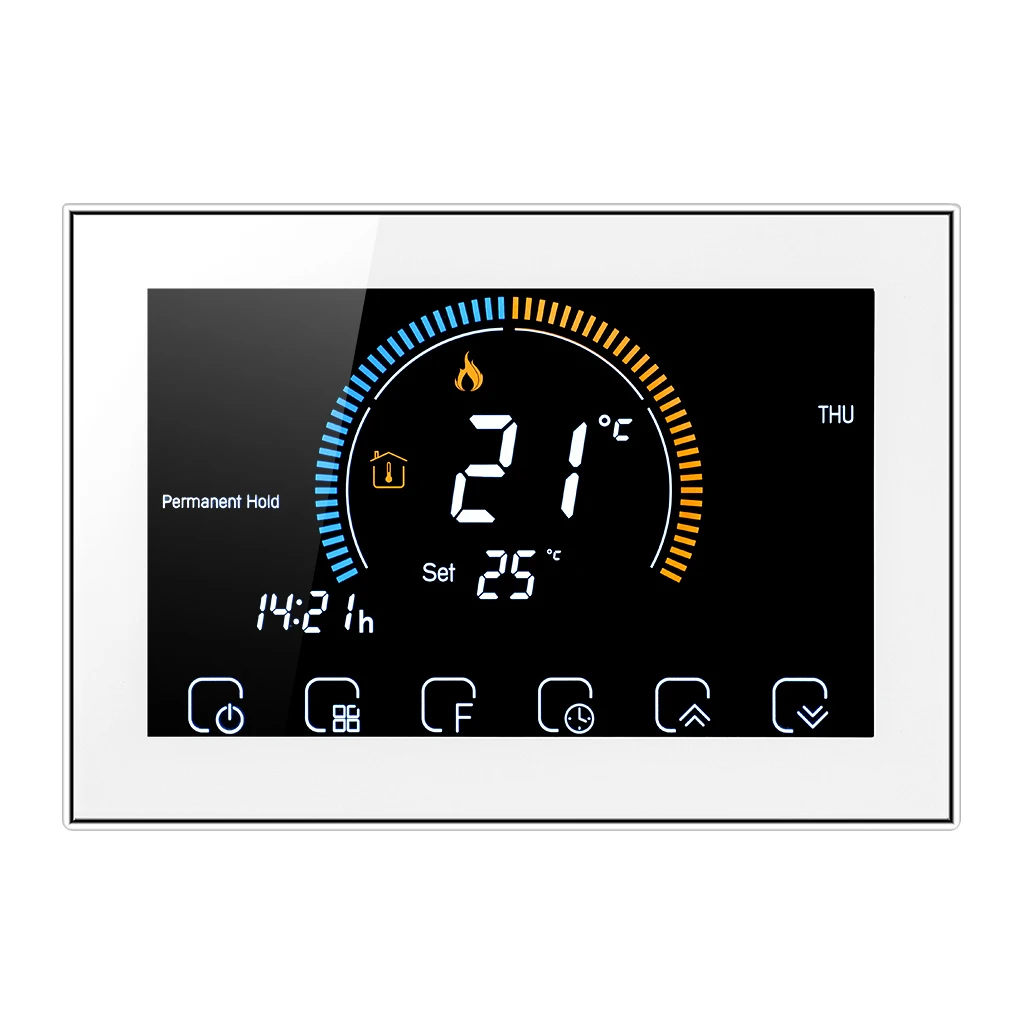 

Programmable Room Thermostat 5+1+1 Backlit LCD Water Heating Temperature Controller, Black