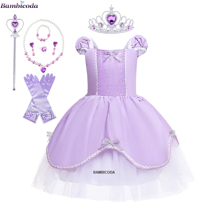 Cinderella Cosplay Costume Kids Clothes for Girls Princess Dress with Crown Gloves Birthday Party Ball Gown baby Costume