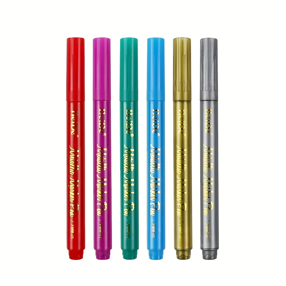 Set of 6 Wine Markers- Wine Glass Pen - Vibrant Colors - Wine Glass Charms – Write on any glassware -Permanent 4