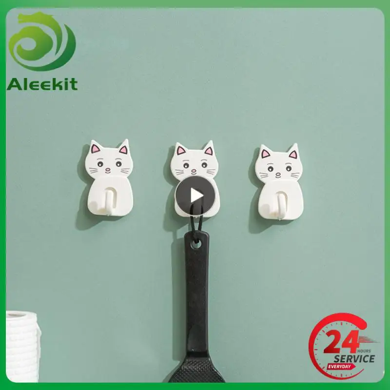 

Seamless Paste Hook Environmentally Friendly Strong Load-bearing Adhesive Design Cute Cat Shape Strong Load-bearing Wall Hooks