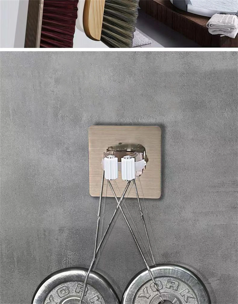 Description Picture 6 of itemMop Rack Punch-free Mop Clip Mop Hook Toilet Hanger Artifact Powerful Wall-mounted Storage Load-bearing Kitchen