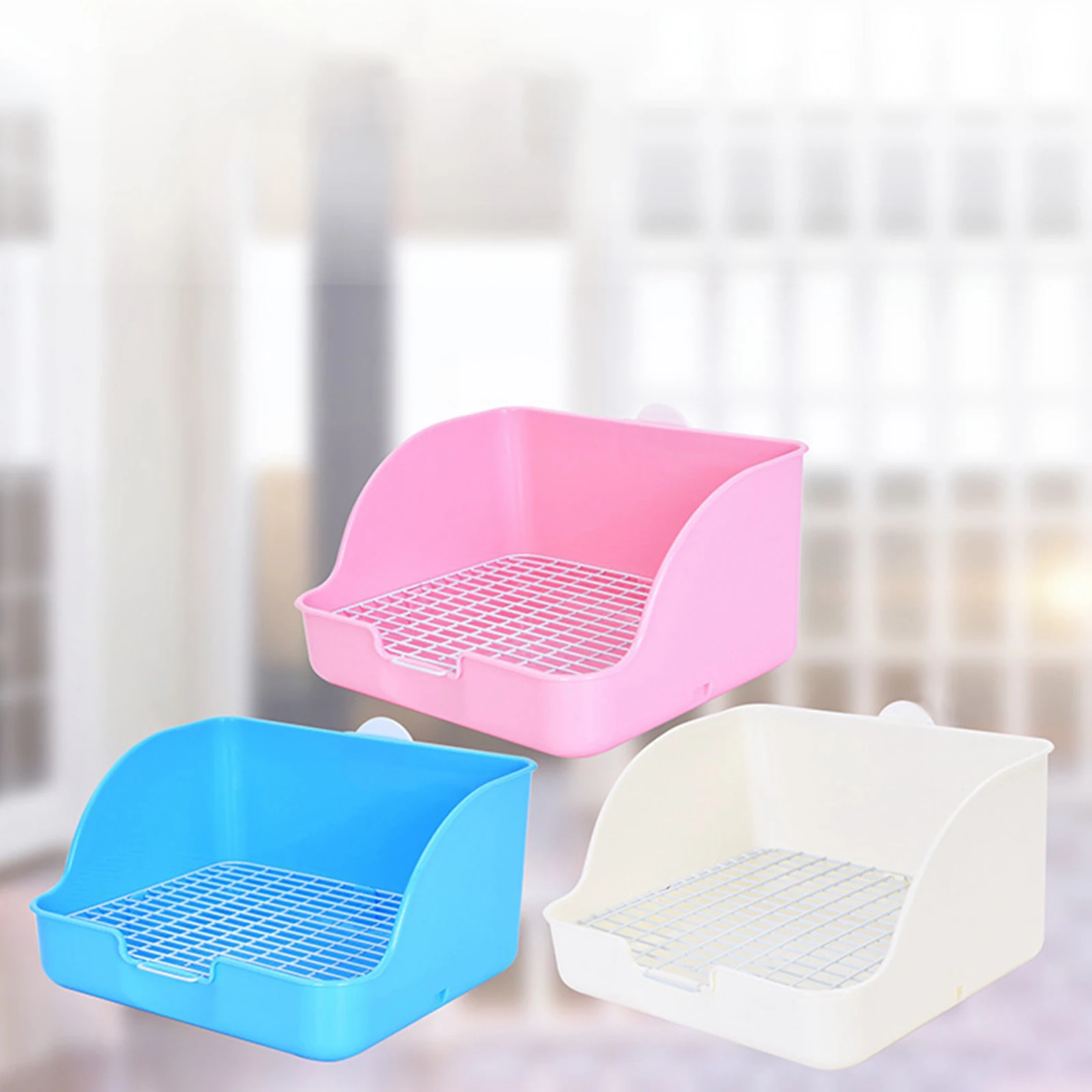 PP Plastic Rabbit Litter Box Rectangular Pet Toilet Chinchillas Bunny Potty Trainer Corner Small Animal Litter Pee Pan 4