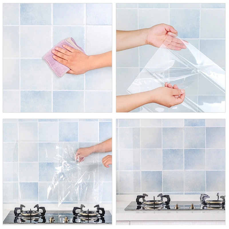 Transparent Oil Proof Wall Sticker 70x45cm Heat-Resistant Self Adhesive Waterproof Paper Kitchen Accessories
