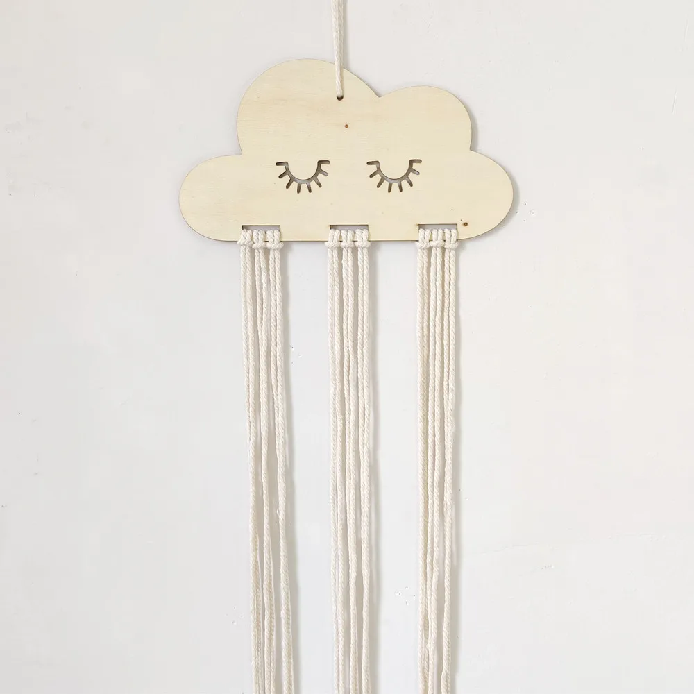 Solid Wood Cloud Hair Accessory Organizer - Wall-Mounted Holder