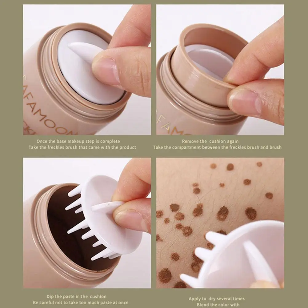 3 Colors Freckles Air Cushion Stamp Face Freckle Natural Simulation Fake Spot Long Lasting Waterproof Dot Spot Pen Makeup Tools