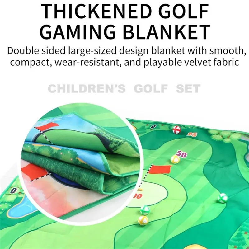 Indoor Kids Golf Floor Game Toys Multiplayer Interactive Sports Party Games Golf Mat Set with Club Floor Toys Gift for Kids