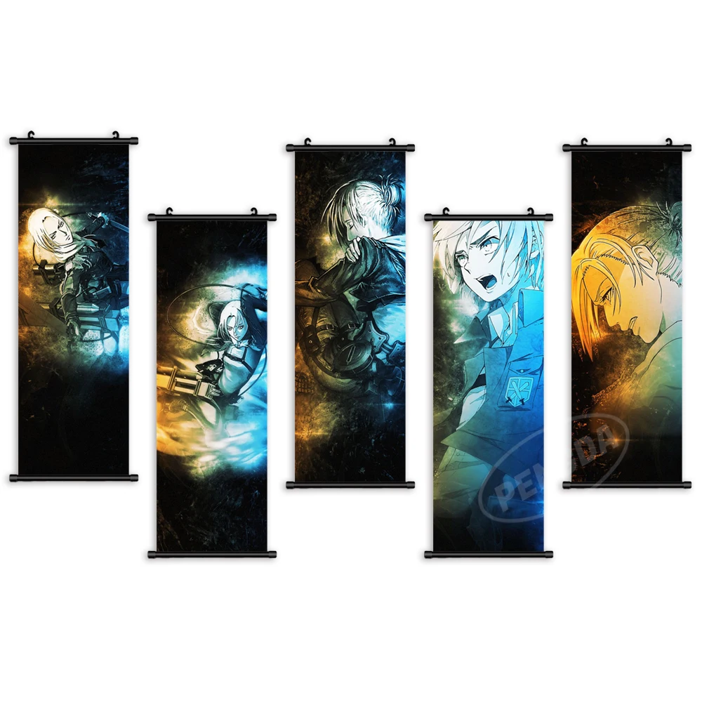 Attack On Titan Mikasa Dipinti Decorativi Su Tela Per Soggiorno Poster Eren Jaeger Wall Decor Figure Pictures Manga Scroll