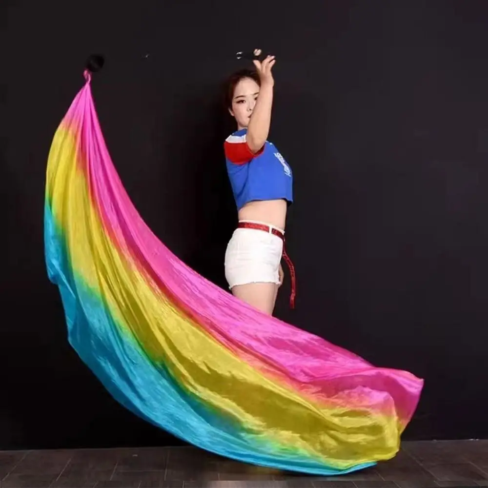조절 가능한 밸리 댄스 공 던지기, 모조 실크 베일 무대 공연 소품, 태국, 인도, 아랍 레인보우 체인 공