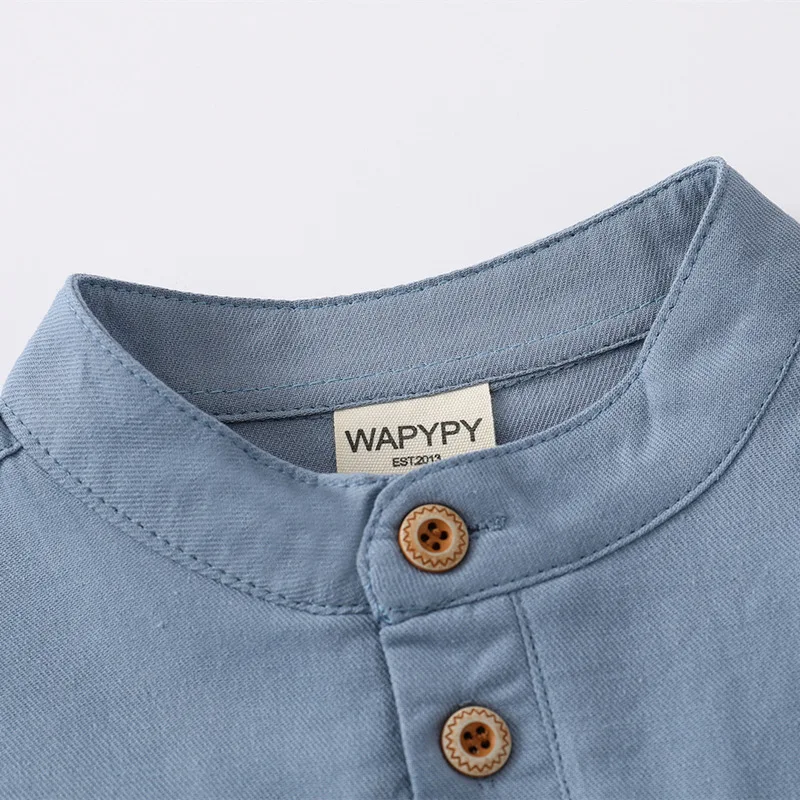 Children's White Mandarin Collar Shirts Short Sleeve Pockets Button T-shirts Kids Tees Tops for 0-7 Years Handsome Fashion kids shirts,boys shirts