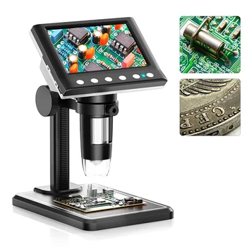 RIEVBCAU DM7 4.3'' Digital Microscope 1000X Coin Microscope 1080P Video Microscope for Adult Soldering With 8 LEDs