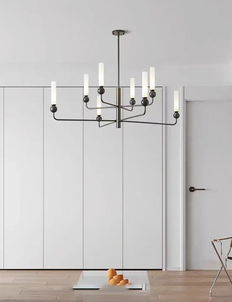 Description Picture 4 of itemModern Simple Chandelier Luxury Marble Ball Brass Lustre Light Fixture Parlor Bedroom Restaurant Study Home Decoration Luminaria