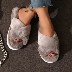Plush Fuzzy Open-Toe Women's House Slippers - Cozy & Warm Indoor Footwear - 38-39 (Coffee)