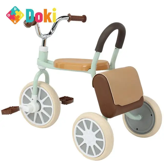 DokiToy Creative and Interesting Children's Tricycle Pedal 1-3-6 Years Old Baby Bicycle Retro Tricycle With Leather Bag Stroller 5