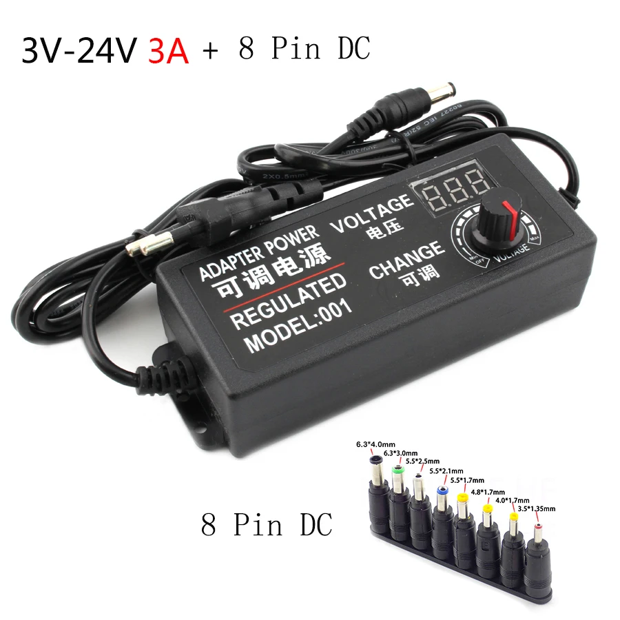 Universal Adjustable Power Supply Adapter with Display Screen