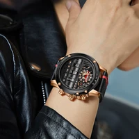 Montre à Quartz électronique de luxe pour hommes montres d'affaires hommes créatifs montre-bracelet Unique rotation Date bracelet en cuir montres 4
