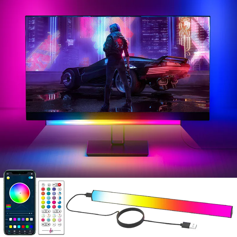 

RGB Smart LED Strip Lights Gaming Pickup Light Bluetooth USB Touch Switch Computer Screen Hanging Light Music Atmosphere Light