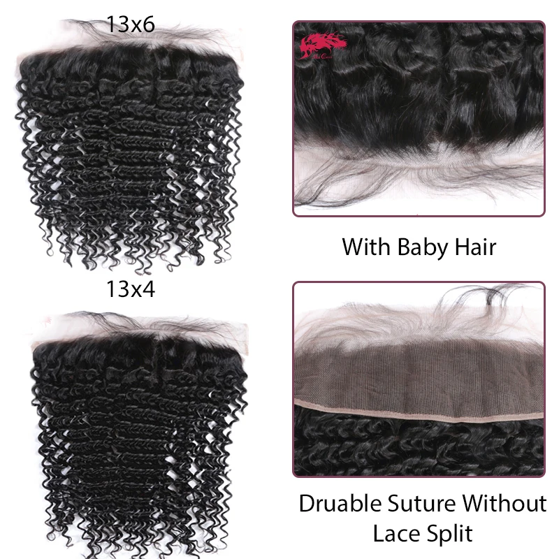 Ali Queen Hair 13x4 13x6 HD Lace Frontal Invisible Melt Skin Full Brazilian Virgin Hair Deep Wave human hair wig for women