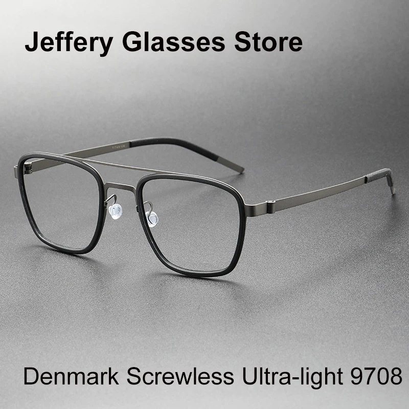 

2023 Men Titanium Eyeglasses Denmark Double Beam Ultralight Glasses Frame Women Myopia Optical Prescription Reading Eyewear 9708