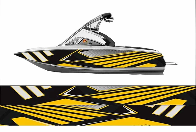 Custom Yellow Geometric Stripe Boat Sticker Fish Boat Sticker