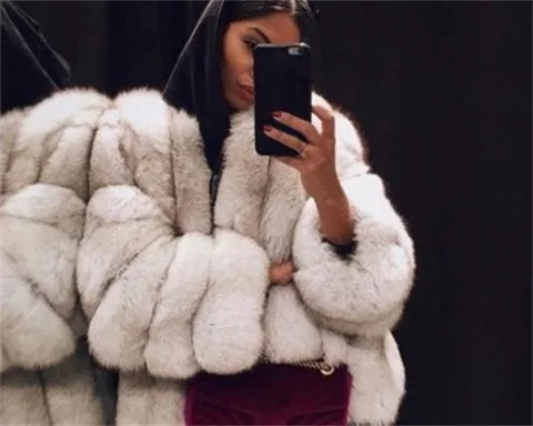 

Winter Warm Casual Sexy Solid Round Neck Cardigan Long Sleeve Plush Fashion Style Women's Coat