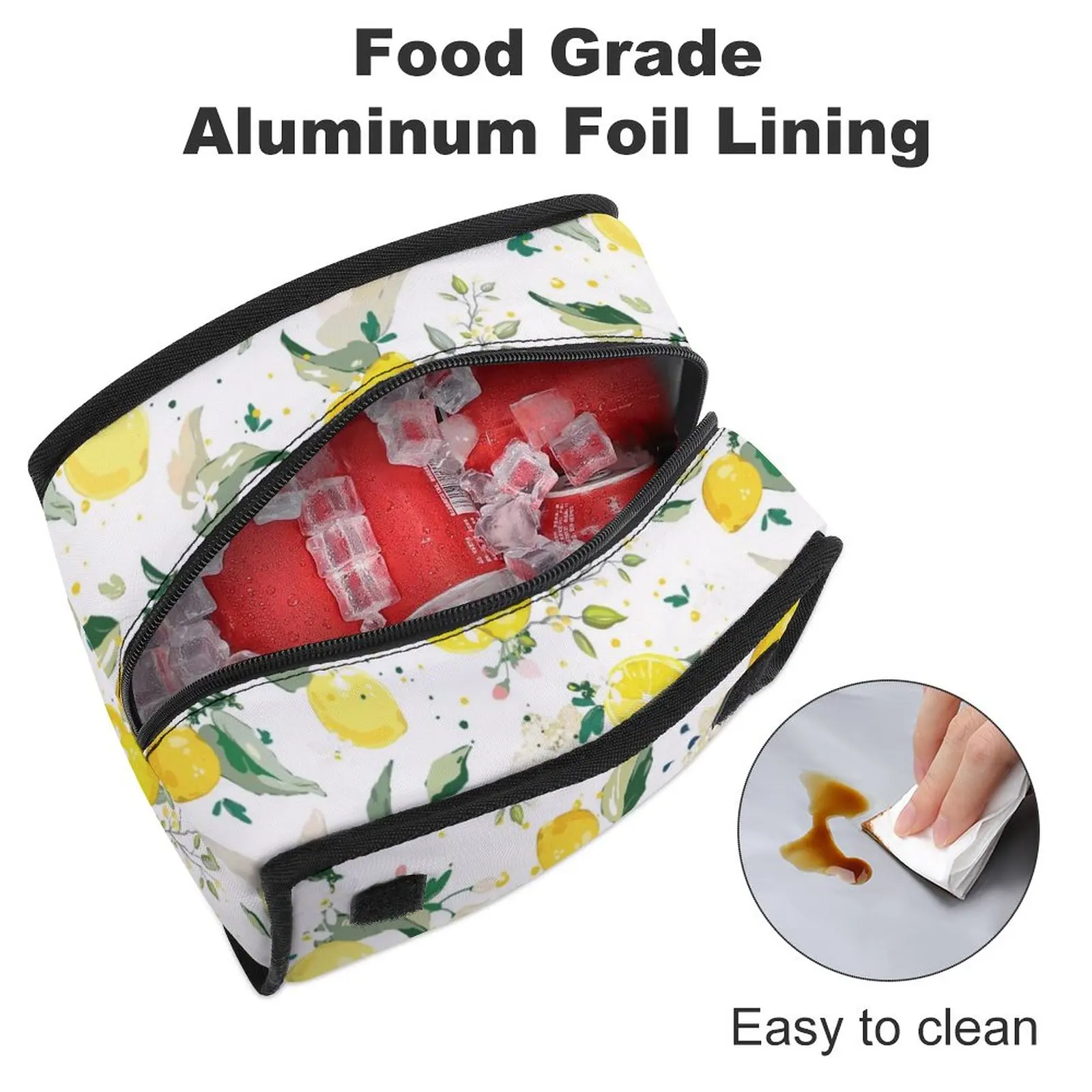 Cartoon Lemon Lanch Bag for Work Thermal Bag for Lunch Large Capacity  Lunch and Office Bag in One Lunch Bags for Women
