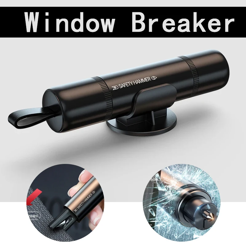 Car Safety Hammer 2 In 1 Emergency Glass Breaker Cut The Seat Belt High Hardness Tungsten Steel Rescue Tool Auto Accessories