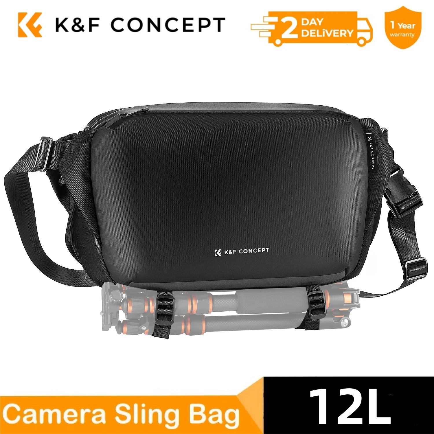 K&F Concept 12L Camera Sling Bag Waterproof Travel Photography Shoulder Bag For Iconic Brand Iconic Brand DSLR Camera Accessories Tripod Holder