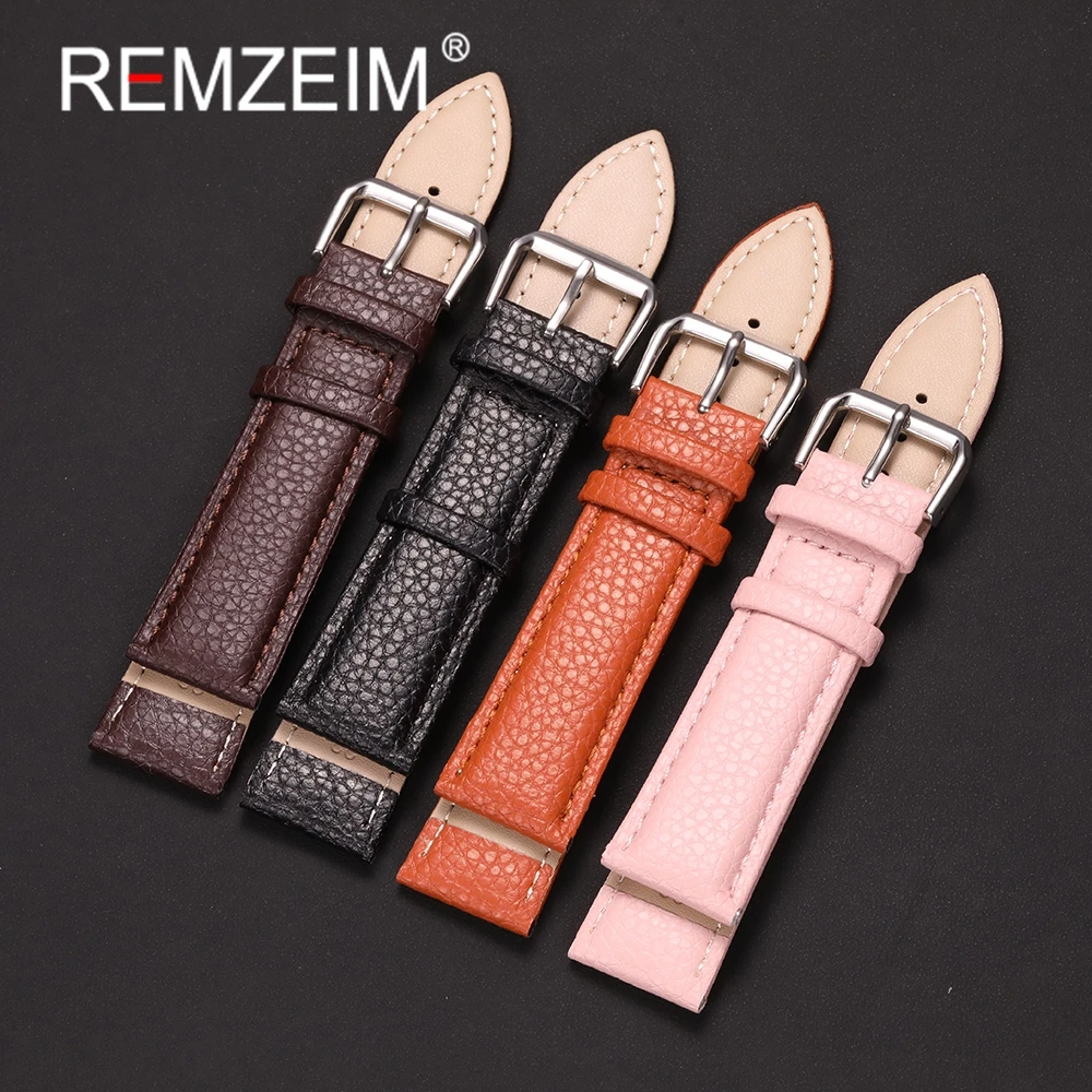 Elegant Lichee Pattern PU Leather Wristwatch Strap - Unisex Replacement Watchband Accessory