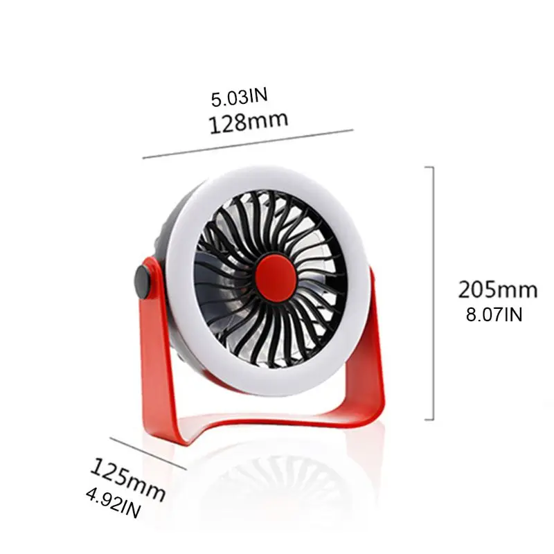 360도 회전 테이블 팬 소형 냉각 팬 LED 조명 저소음 휴대용 조절 데스크탑 개인 팬