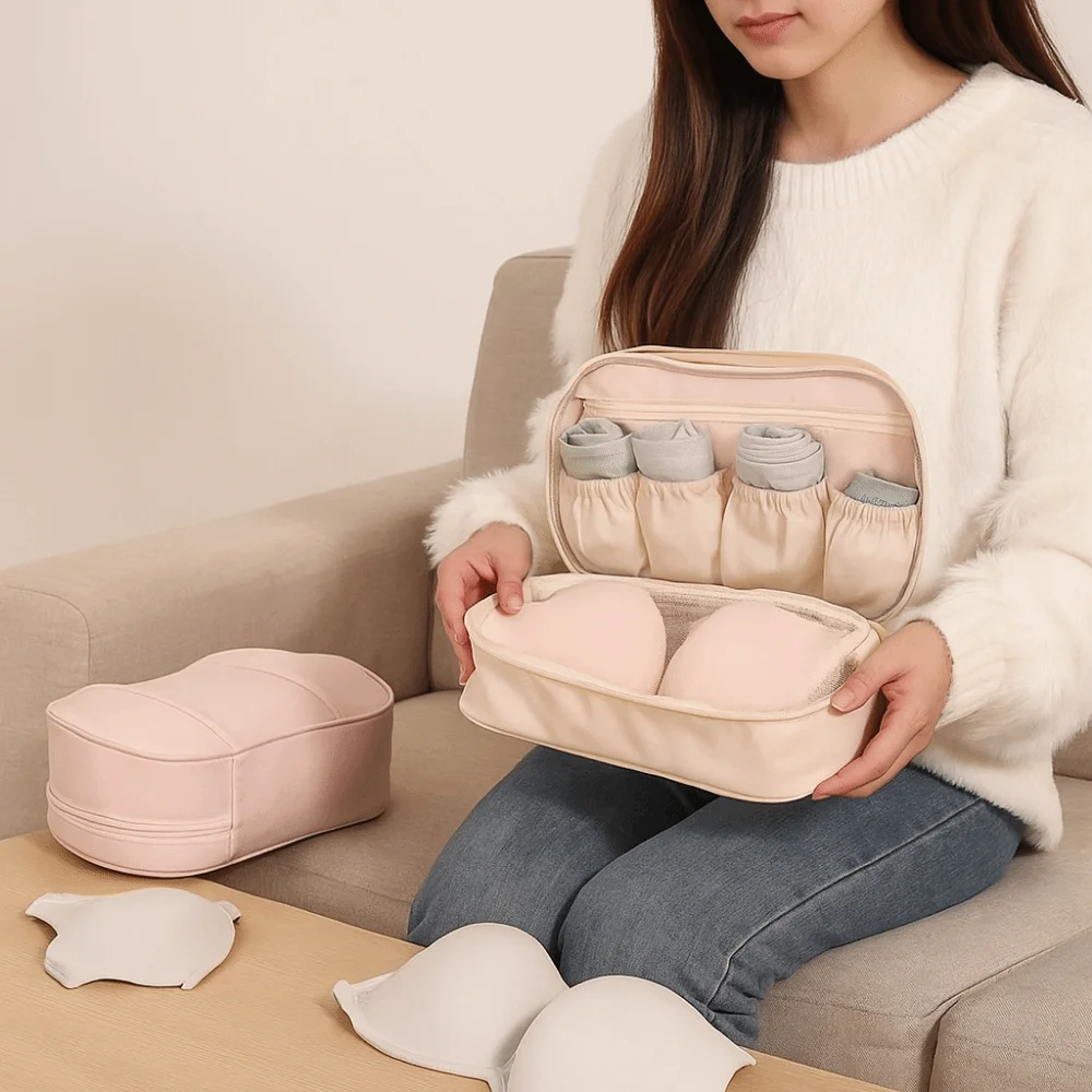 Large Capacity Underwear Storage Bag Dustproof Waterproof Clothing Sorting Bag with Handle Lightweight Bra Storage Bag Travel