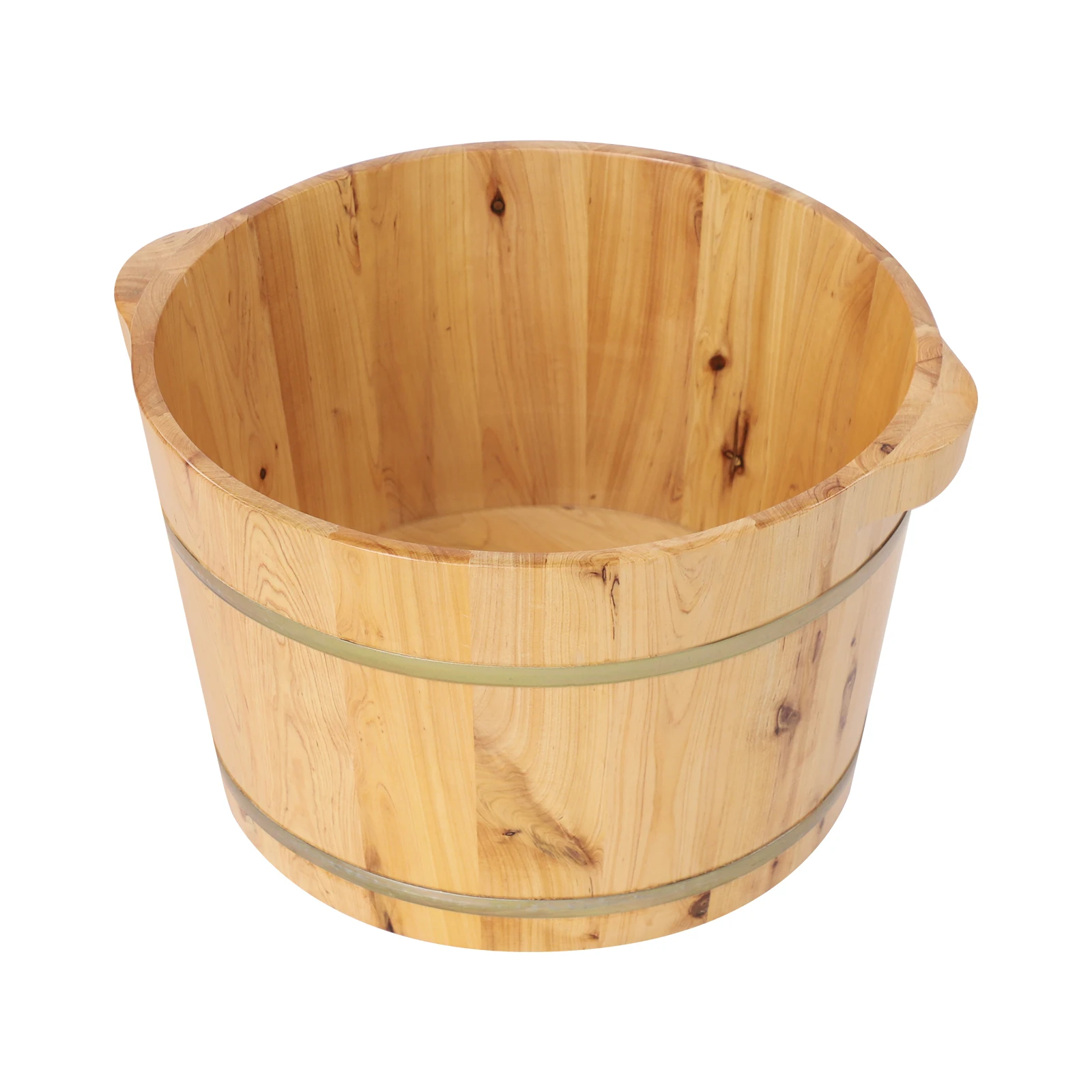 Holz-Fußbadewanne aus Zypressenholz, runder Fußbadeeimer aus Eisen, 12 mm dick, für Familien-Fußbäder, Saunen, Hotels und Fußbäder – Detail 4