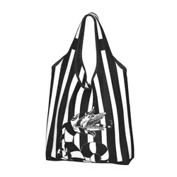 Funny Print Beetlejuice Sandworm Tote Shopping Bag Portable Shopper Shoulder Tim Burton Horror Movie Handbag