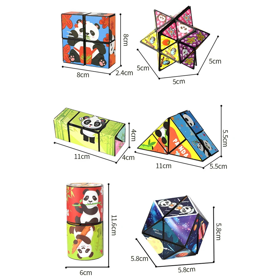 Cubo Mágico Plegable De Panda – Juguete 4 En 1 Antiestrés Y Rompecabezas 3D, Ideal Para Viajes Y Regalos Para Niños +6 Años