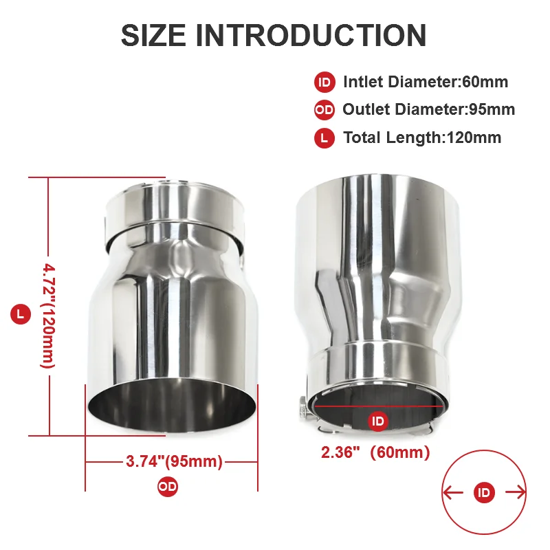 2pcs Exhaust Tip For BMW F22 F23 M235i M240i F20 F21 M135i M140i F30 F31 M335i M340i F32 F33 F36 M435i M440i ID60mm Muffler