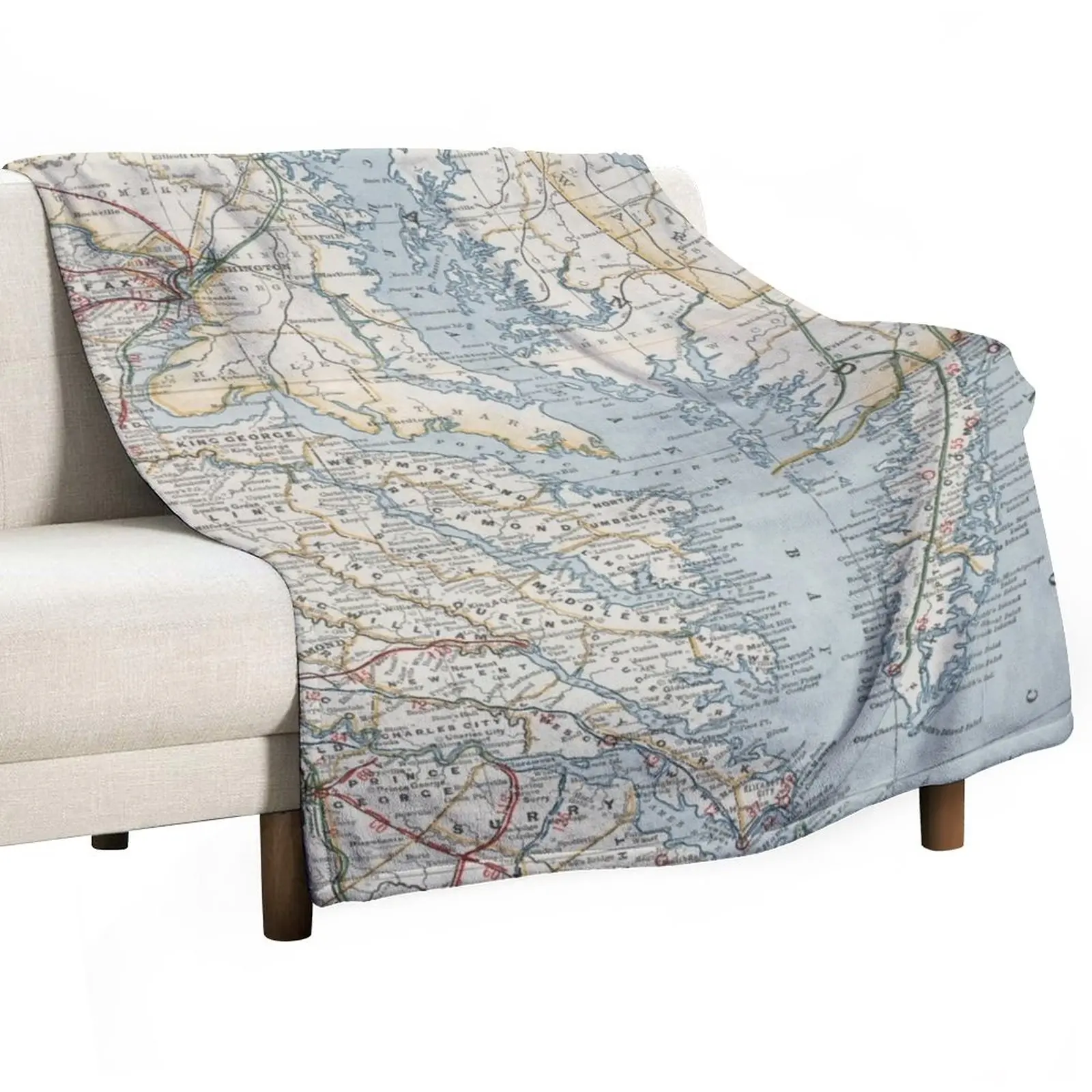 

Vintage Map of the Chesapeake Bay (1901) Throw Blanket Cute Blanket Nap Blanket