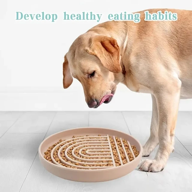 Silicone Slow Feeder Dog Bowl Non Slip Dog Food Bowl With Anti-tipping  Bottom Suction Cup Easy Cleaning Slow Feeder 