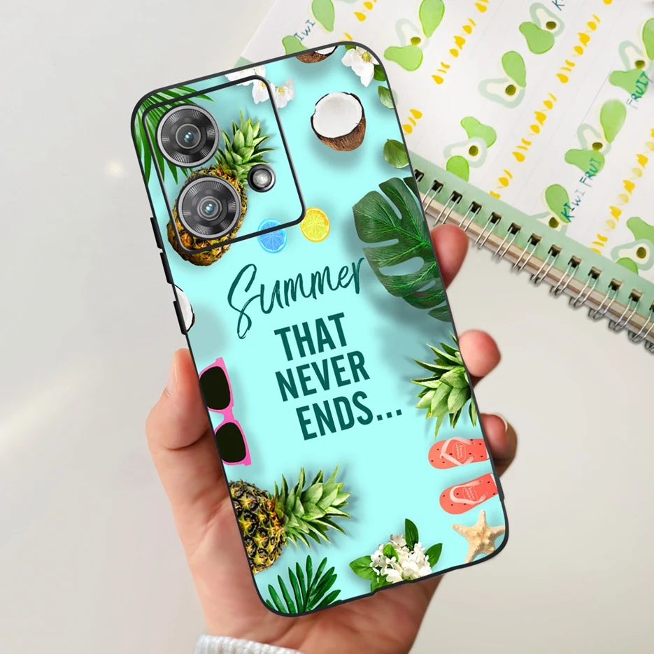 Cute Cat & Butterfly Soft Silicone Phone Case for Motorola Edge 40 Neo - Stylish Protective Back Cover