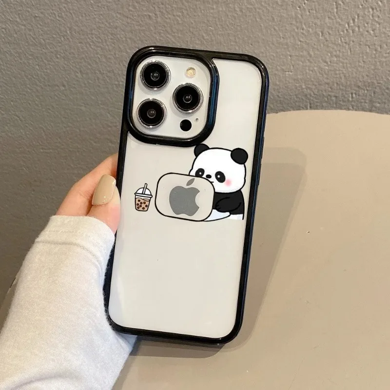 Adorable Panda Couple Shockproof Phone Case - Soft Bumper Cover