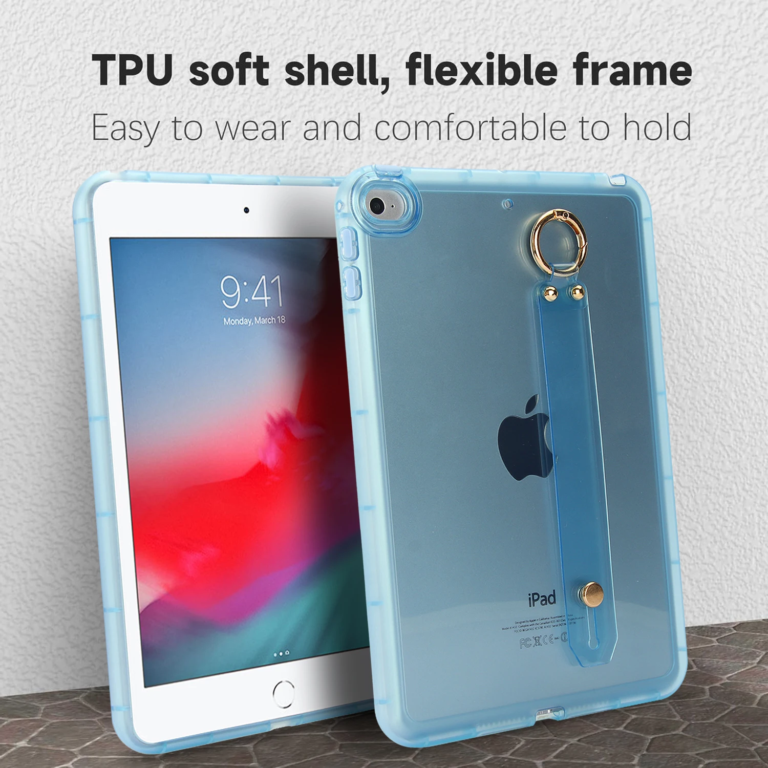 Eco-Friendly TPU Tablet Case with Adjustable Wrist Strap - Flexible, Soft, and Tear-Resistant Bumper Cover