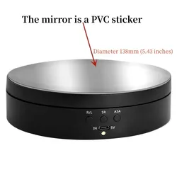 3-Speed 360-Degree Rotating Display Turntable for Photography and Video Shoots (Black mirror 138mm)