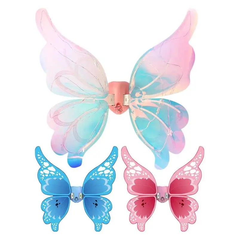 Lighted Electric Butterfly Wings Princess Butterfly Fairy Elf Angel Wings with Led String Lights Halloween Dress Up Cosplay