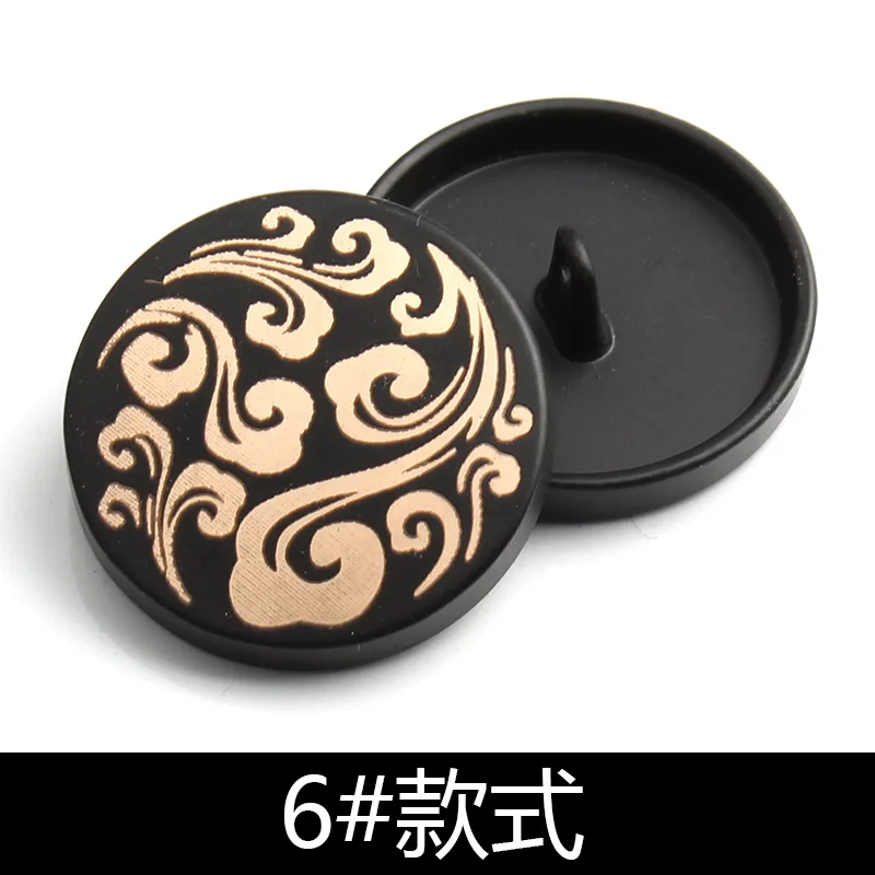 thumbnail image 1 of Botones de metal dorado y negro para ropa, 6 unidades, 18 MM-27 MM, para costura artesanal, baratos, de alta calidad, KD3017, 1 of 5