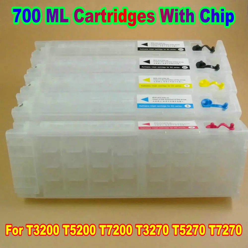 700ML Refillable Ink Cartridges With Chip For Epson SureColor T3200 T5200 T7200 T3270 T5270 T7270 Chip Stable T6941-T6945 Model