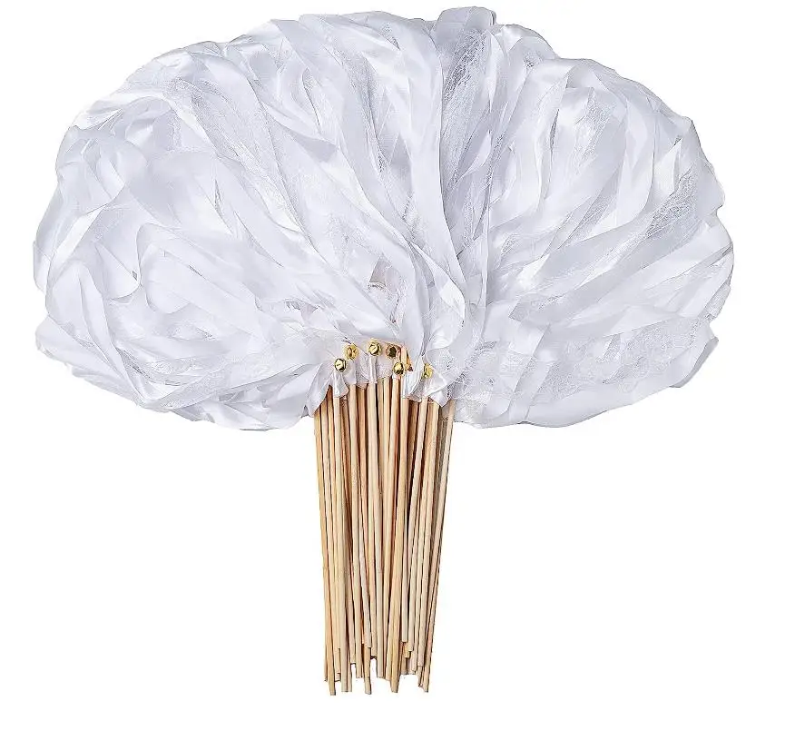 50 Pièces Blanc Dentelle Ruban Baguettes De Mariage Avec Cloche