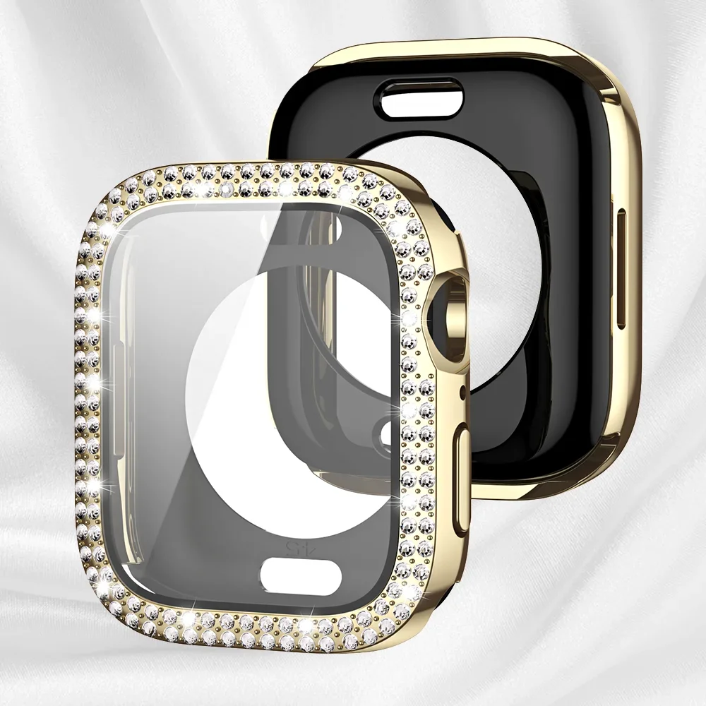 Luxury Diamond Bumper and Screen Protector for Apple Watch with Bling Glass Cover