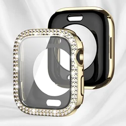 Luxury Diamond Bumper and Screen Protector for Apple Watch with Bling Glass Cover (Gold)